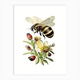 Forager Bees 2 Vintage Art Print