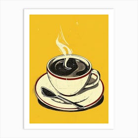 Coffee, Black Coffee, Retro Aesthetic, Coffee Bar Decor Art Print