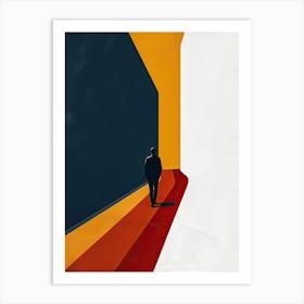 Man Walking Down A Hallway, Minimalism Art Print