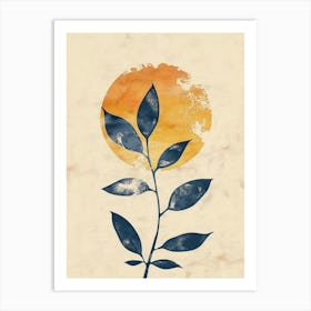 Sunset With A Leaf Art Print