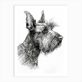 Scottish Terrier Dog Line Sketch 1 Art Print