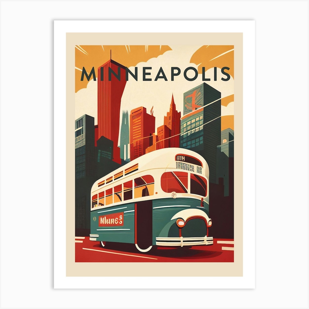 Poster Vector illustration of vintage posters, retro a minibus for travel.  Freehand drawing 