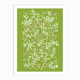 Twigs with berries [olive green] Art Print