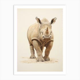 Rhino Walking Through The Landscape Illustration 8 Art Print