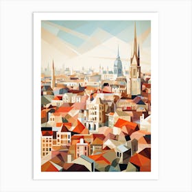 Antwerp, Belgium, Geometric Illustration 1 Art Print