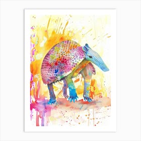 Armadillo Colourful Watercolour 2 Art Print