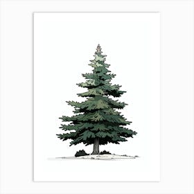 Spruce Tree Pixel Illustration 3 Art Print