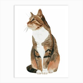 American Bobtail Cat Clipart Illustration 9 Art Print