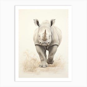Rhino Walking Portrait 5 Art Print