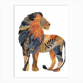 African Lion Symbolic Imagery Clipart 2 Art Print