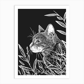 American Wirehair Cat Minimalist Illustration 2 Art Print