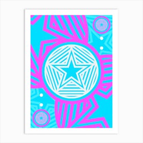Geometric Glyph Abstract in White and Bubblegum Pink and Candy Blue n.0095 Art Print