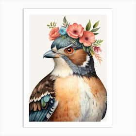 Bird With Flowers 1 Art Print