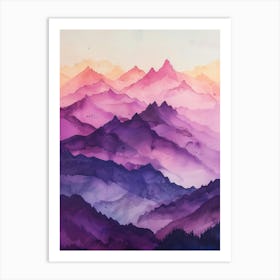 Watercolor Mountains Art Print