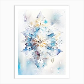 Symmetry, Snowflakes, Storybook Watercolours 1 Art Print