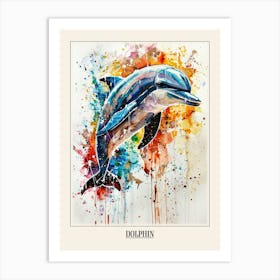 Dolphin Colourful Watercolour 4 Poster Art Print