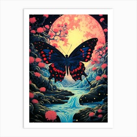 Butterfly In The Moonlight 2 Art Print
