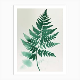 Green Ink Painting Of A Soft Shield Fern 2 Art Print