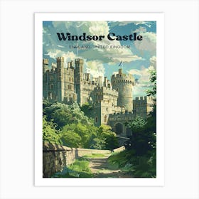 Windsor Castle England Travel Art Illustration Affiche