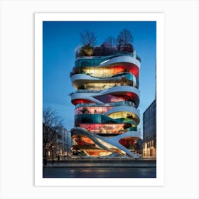 Building Sized Divided Eye Featuring Layers Of Different Seasons On Each Floor Surreal Architectura Art Print