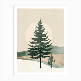 Balsam Tree Minimal Japandi Illustration 4 Art Print