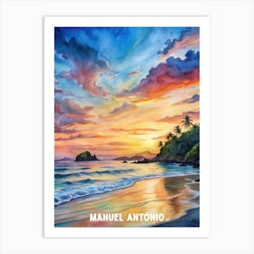 Manuel Antonio National Park Watercolor Painting. Art Print