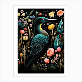 Folk Bird Illustration Common Loon 2 Art Print