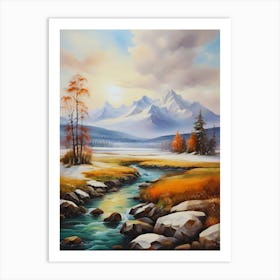 The nature of sunset, river and winter.1 Art Print