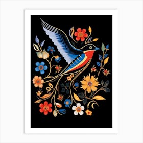 Folk Bird Illustration Barn Swallow 1 Art Print
