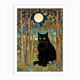 William Morris Black Cat In The Forest 5 Art Print