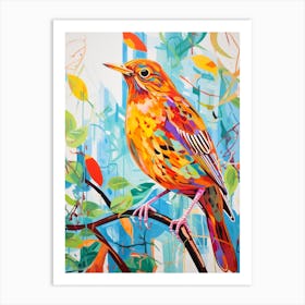 Colourful Bird Painting Hermit Thrush 2 Art Print