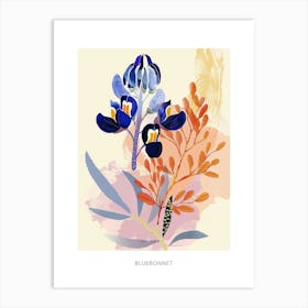 Colourful Flower Illustration Poster Bluebonnet 8 Art Print