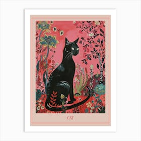 Floral Animal Painting Cat 1 Poster Art Print