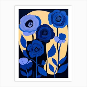 Blue Flower Illustration Ranunculus 4 Art Print