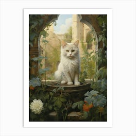 Cat In Botanical Monastery 2 Art Print