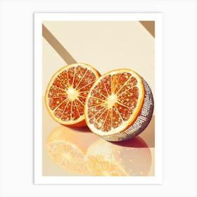 Two Oranges On A Table Art Print