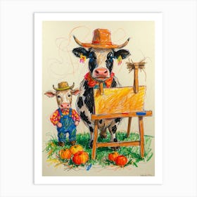 Cow And Calf 1 Art Print