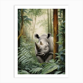 Rhino Deep In The Nature 3 Art Print