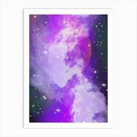 Luminescent space #2 - space neon art, nebula Art Print