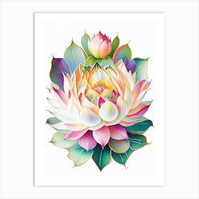 Sacred Lotus Decoupage 3 Art Print