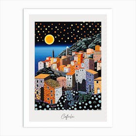 Poster Of Cefalu, Italy, Illustration In The Style Of Pop Art 2 Art Print