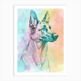 German Shepherd Dog Pastel Line Painting 1 Art Print