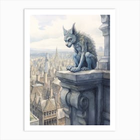 Gargoyle Watercolour In York England Art Print