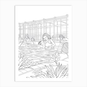 Line Art Inspired By The Large Bathers 3 Art Print
