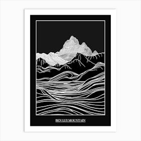 Ben Lui Mountain Line Drawing 3 Poster Art Print