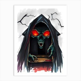 Skeleton In A Hood Art Print