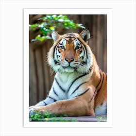 A majestic tiger with vibrant orange and black stripes Art Print