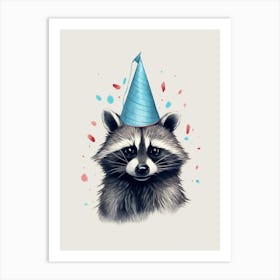 Raccoon With A Party Hat 4 Art Print