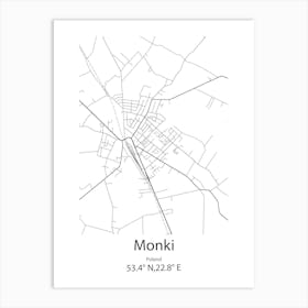 Monki,Poland Minimalist Map Art Print