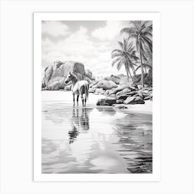 A Horse Oil Painting In Anse Cocos, Seychelles, Portrait 2 Art Print